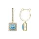 1 - Ilona (5.5mm) Princess Cut Aquamarine and Round Diamond Halo Dangling Earrings 