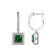 1 - Ilona (5.5mm) Princess Cut Lab Created Alexandrite and Round Diamond Halo Dangling Earrings 