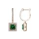 1 - Ilona (5.5mm) Princess Cut Lab Created Alexandrite and Round Diamond Halo Dangling Earrings 