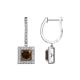 1 - Ilona (5.5mm) Princess Cut Smoky Quartz and Round Diamond Halo Dangling Earrings 