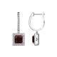 1 - Ilona (5.5mm) Princess Cut Red Garnet and Round Diamond Halo Dangling Earrings 