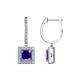 1 - Ilona (5.5mm) Princess Cut Iolite and Round Diamond Halo Dangling Earrings 