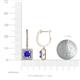 3 - Ilona (5.5mm) Princess Cut Tanzanite and Round Diamond Halo Dangling Earrings 