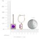 3 - Ilona (5.5mm) Princess Cut Amethyst and Round Diamond Halo Dangling Earrings 