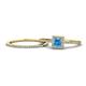 1 - Junia 5.50 mm Princess Cut Blue Topaz and Round Diamond Bridal Set Ring 
