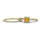 1 - Junia 5.50 mm Princess Cut Citrine and Round Diamond Bridal Set Ring 