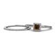 1 - Junia 5.50 mm Princess Cut Smoky Quartz and Round Diamond Bridal Set Ring 