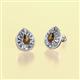 2 - Viola Iris Pear Cut Smoky Quartz and Baguette Diamond Milgrain Halo Stud Earrings 