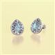 2 - Viola Iris Pear Cut Aquamarine and Baguette Diamond Milgrain Halo Stud Earrings 