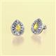 2 - Viola Iris Pear Cut Yellow Sapphire and Baguette Diamond Milgrain Halo Stud Earrings 
