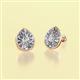 2 - Viola Iris Pear Cut and Baguette Diamond Milgrain Halo Stud Earrings 