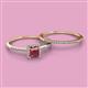 2 - Junia 5.50 mm Princess Cut Rhodolite Garnet and Round Diamond Bridal Set Ring 