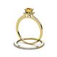 3 - Junia 5.50 mm Princess Cut Citrine and Round Diamond Bridal Set Ring 