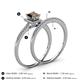4 - Junia 5.50 mm Princess Cut Smoky Quartz and Round Diamond Bridal Set Ring 