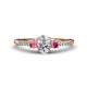 1 - Arista Classic Oval Cut Diamond and Round Pink Tourmaline Three Stone Engagement Ring 