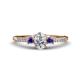 1 - Arista Classic Oval Cut Diamond and Round Iolite Three Stone Engagement Ring 