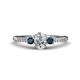 1 - Arista Classic Oval Cut Diamond and Round London Blue Topaz Three Stone Engagement Ring 