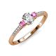 3 - Arista Classic Oval Cut Diamond and Round Pink Sapphire Three Stone Engagement Ring 