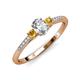 3 - Arista Classic Oval Cut Diamond and Round Citrine Three Stone Engagement Ring 