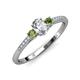 3 - Arista Classic Oval Cut Diamond and Round Peridot Three Stone Engagement Ring 