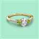 2 - Arista Classic Oval Cut Diamond and Round Peridot Three Stone Engagement Ring 