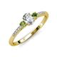 3 - Arista Classic Oval Cut Diamond and Round Peridot Three Stone Engagement Ring 