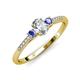 3 - Arista Classic Oval Cut Diamond and Round Tanzanite Three Stone Engagement Ring 
