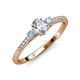 3 - Arista Classic Oval Cut Diamond and Round Aquamarine Three Stone Engagement Ring 
