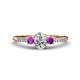 1 - Arista Classic Oval Cut Diamond and Round Amethyst Three Stone Engagement Ring 