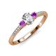 3 - Arista Classic Oval Cut Diamond and Round Amethyst Three Stone Engagement Ring 