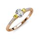 3 - Arista Classic Oval Cut Diamond and Round Yellow Sapphire Three Stone Engagement Ring 