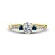 1 - Arista Classic Oval Cut White Diamond and Round Blue Diamond Three Stone Engagement Ring 