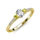 3 - Arista Classic Oval Cut White Diamond and Round Yellow Diamond Three Stone Engagement Ring 