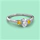 2 - Arista Classic Oval Cut Diamond and Round Citrine Three Stone Engagement Ring 