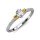 3 - Arista Classic Oval Cut Diamond and Round Citrine Three Stone Engagement Ring 
