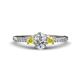 1 - Arista Classic Oval Cut Diamond and Round Yellow Sapphire Three Stone Engagement Ring 