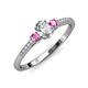 3 - Arista Classic Oval Cut Diamond and Round Pink Sapphire Three Stone Engagement Ring 