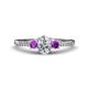 1 - Arista Classic Oval Cut Diamond and Round Amethyst Three Stone Engagement Ring 
