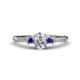 1 - Arista Classic Oval Cut Diamond and Round Iolite Three Stone Engagement Ring 