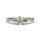 1 - Arista Classic Oval Cut Diamond and Round Peridot Three Stone Engagement Ring 
