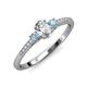 3 - Arista Classic Oval Cut Diamond and Round Aquamarine Three Stone Engagement Ring 