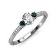 3 - Arista Classic Oval Cut Diamond and Round London Blue Topaz Three Stone Engagement Ring 
