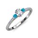 3 - Arista Classic Oval Cut Diamond and Round Turquoise Three Stone Engagement Ring 