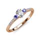 3 - Arista Classic Oval Cut Lab Grown Diamond and Round Tanzanite Three Stone Engagement Ring 