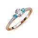 3 - Arista Classic Oval Cut Lab Grown Diamond and Round Blue Topaz Three Stone Engagement Ring 