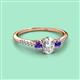 2 - Arista Classic Oval Cut Lab Grown Diamond and Round Iolite Three Stone Engagement Ring 