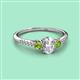 2 - Arista Classic Oval Cut Lab Grown Diamond and Round Peridot Three Stone Engagement Ring 