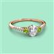 2 - Arista Classic Oval Cut Lab Grown Diamond and Round Peridot Three Stone Engagement Ring 