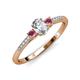 3 - Arista Classic Oval Cut Lab Grown Diamond and Round Rhodolite Garnet Three Stone Engagement Ring 