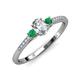3 - Arista Classic Oval Cut Lab Grown Diamond and Round Emerald Three Stone Engagement Ring 
